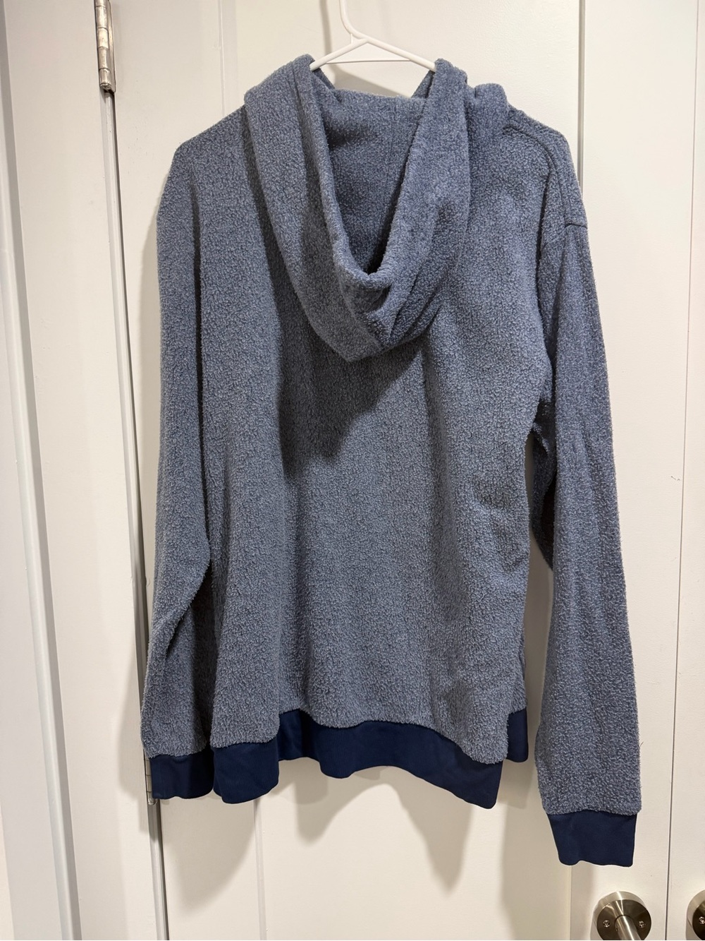 BlankedBlend Men's Blue Sherpa Hooded Pullover - Cozy Everyday Hoodie - Picture 4 of 6